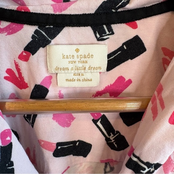 Kate Spade Barbie pink black lipstick pajama set size medium - Picture 5 of 8